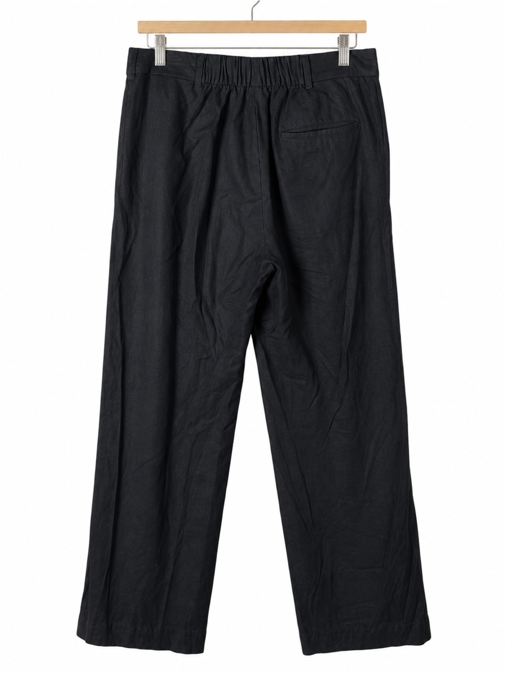 Old Navy Taylor Wide Leg Pants L Black Linen Blend High Rise Pleated Trouser - Picture 4 of 7